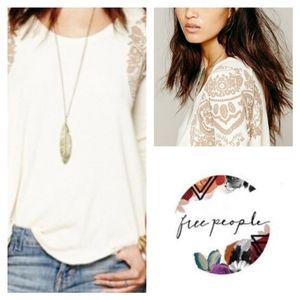 Free People Tatoo Print Sleeve Swing Thermal Top Small